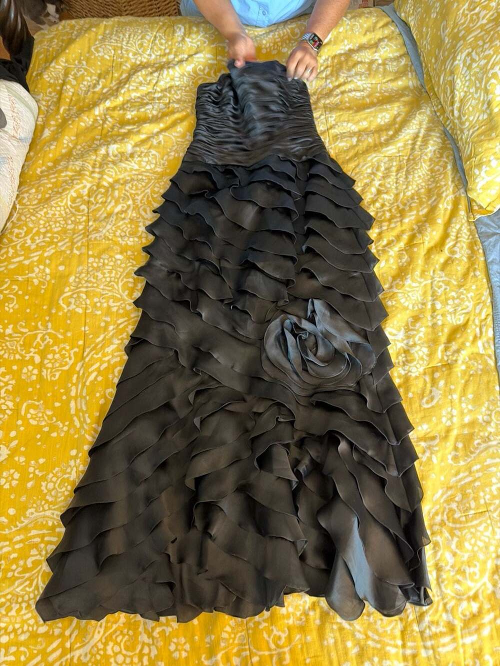 Teri Jon by Rickie Freeman Silk Long Dress - Black Dresses, Clothing